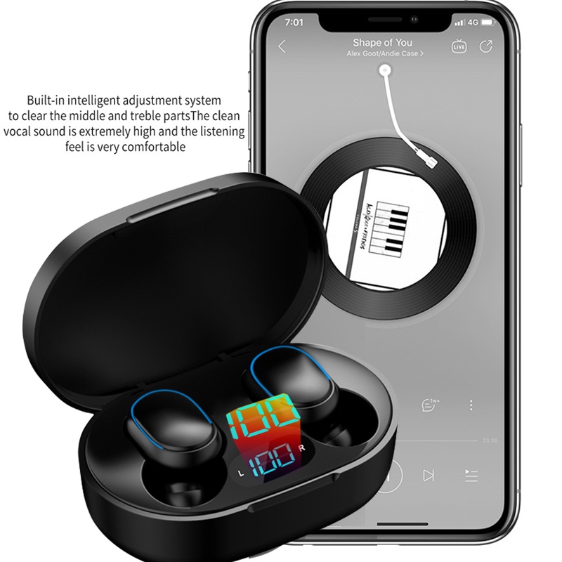Tai Nghe Nhét Tai bluetooth Không Dây Bán Trong Một Màu Hồng Đen Trắng Xanh Dương Dễ Thương Có Ngăn Sạc Lại Cho Nữ