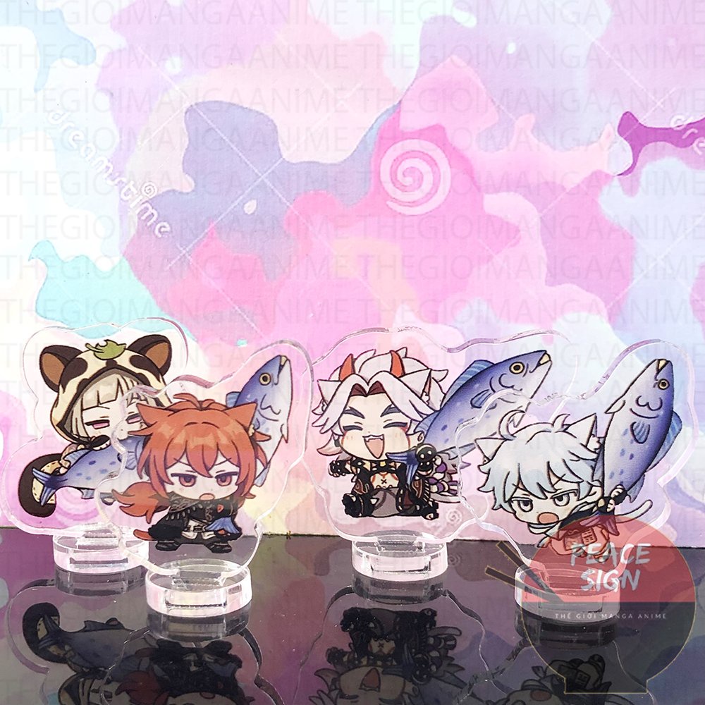 ( mini 3cm ) Mô hình standee Genshin ver Cá trang trí góc học tập