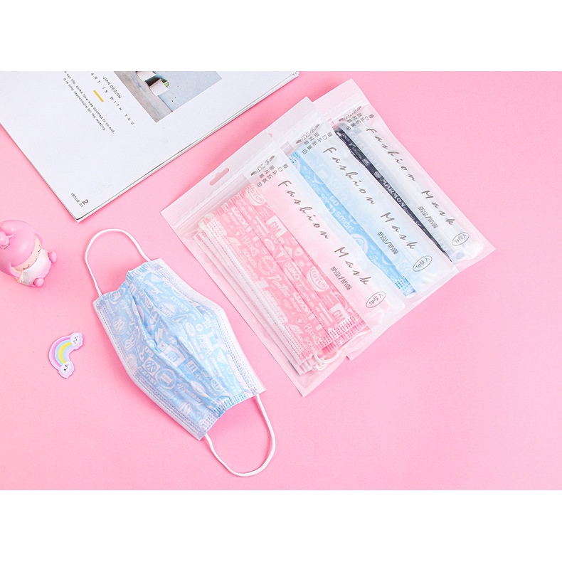 Combo Khẩu Trang Y Tế Dùng 1 Lần Dành Cho Người Lớn Nhiều Họa Tiết Dễ Thương - Shine House