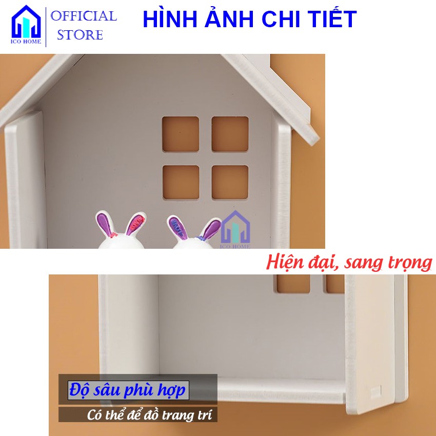 Kệ gỗ treo tường trang trí - Giá Gỗ Để Đồ Đa Năng hình ngôi nhà xinh xắn - ICO HOME