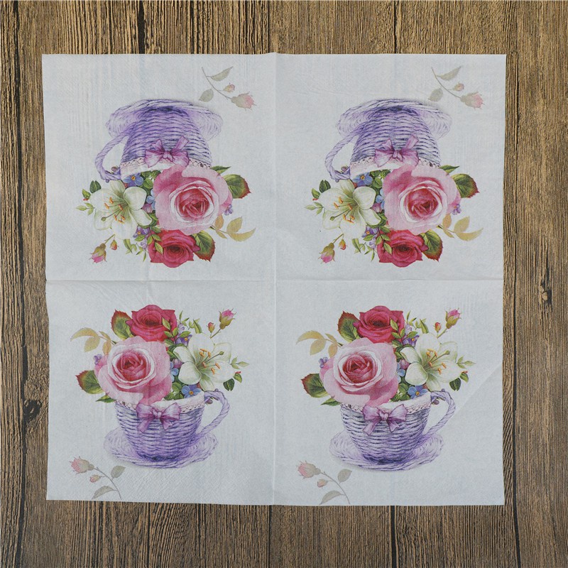 Set 20 Khăn Giấy In Hình Hoa Đáng Yêu Dùng Một Lần Đa Ứng Dụng