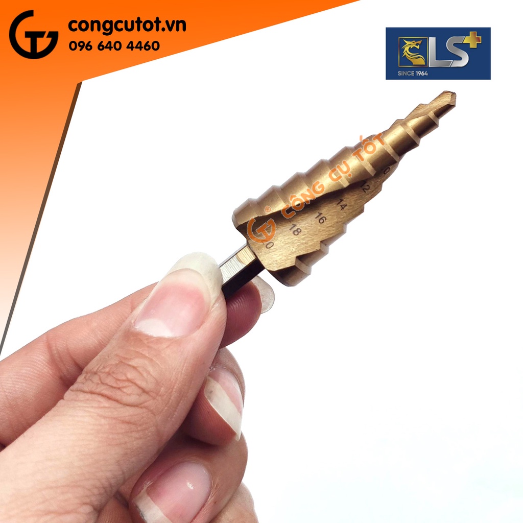 Mũi khoan tháp bước xoắn chuôi lục LS+