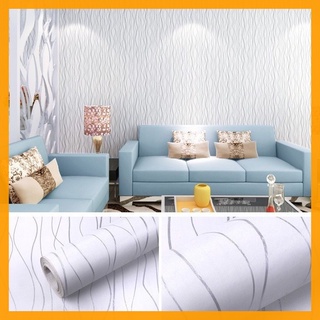 10m giấy dán tường sẵn keo sóng trắng (10m x 45cm / cuôn) 5184-2