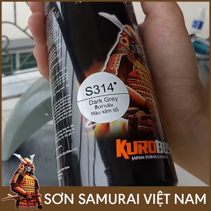 COMBO Sơn Samurai màu xám đậm S314 gồm 3 chai đủ quy trình độ bền cao, đẹp (Lót 2K04 – màu S314  - Bóng 2K01)