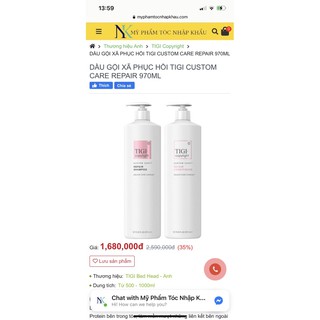 cặp dầu gội xả tigi trắng
