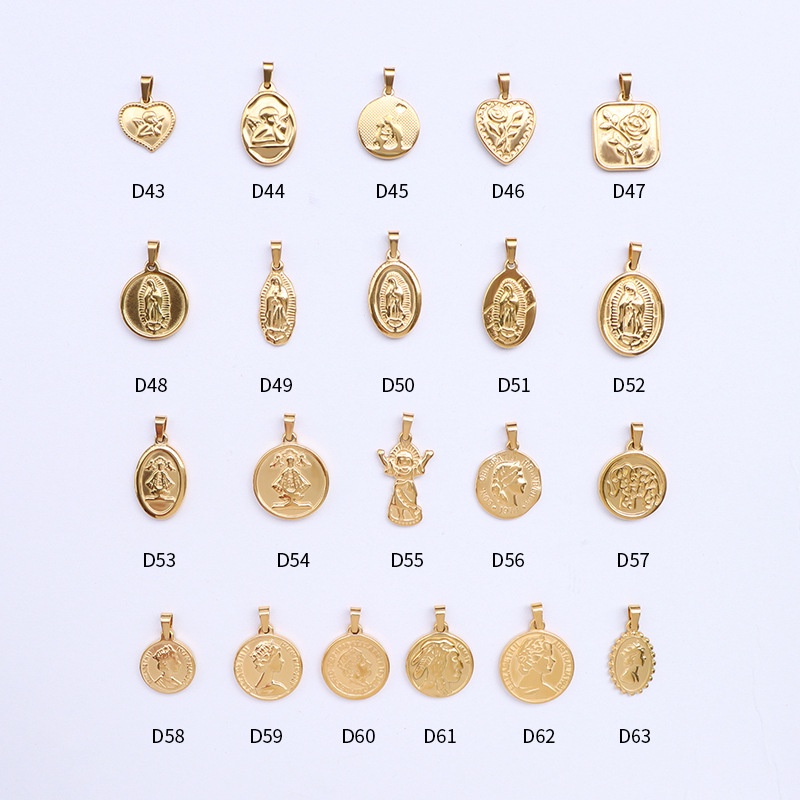 Mặt dây chuyền bằng thép titan mạ vàng 18K phong cách retro