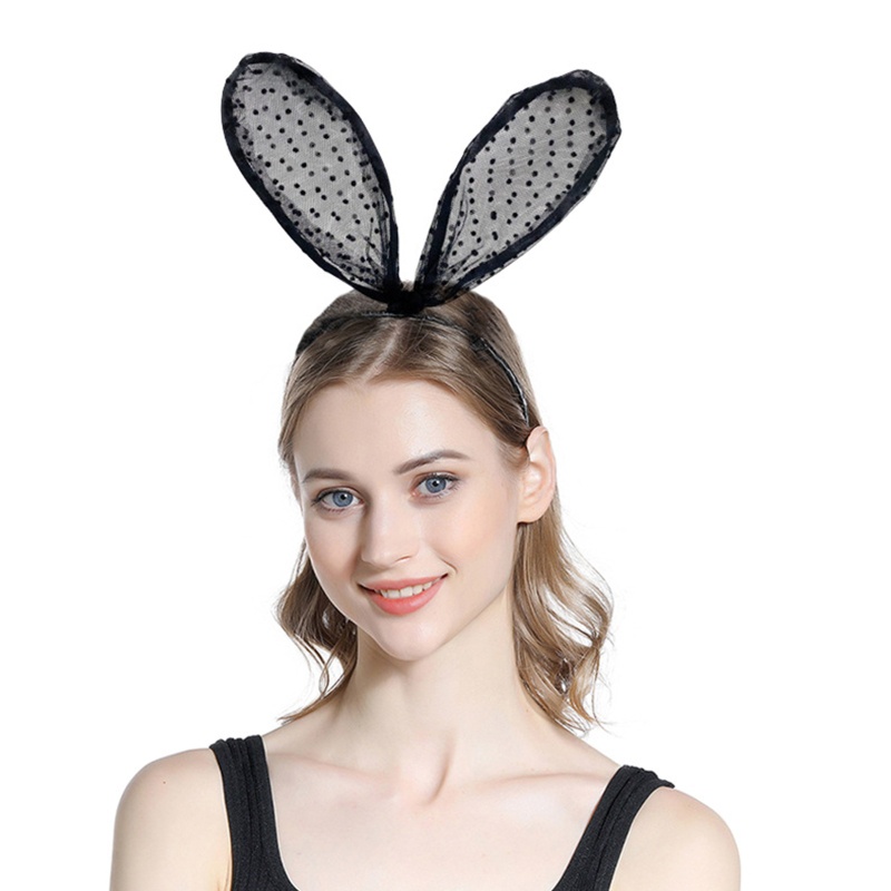 Băng Đô Tai Thỏ Họa Tiết Chấm Bi Phối Ren Hóa Trang Phục Sinh Dành Cho Người Lớn