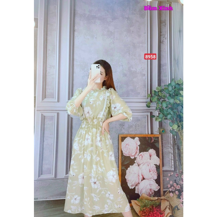 Đầm voan hoa nhí dáng dài chất voan mềm mịn quyến rũ,tạo nét dịu dàng dễ thương cho Nàng