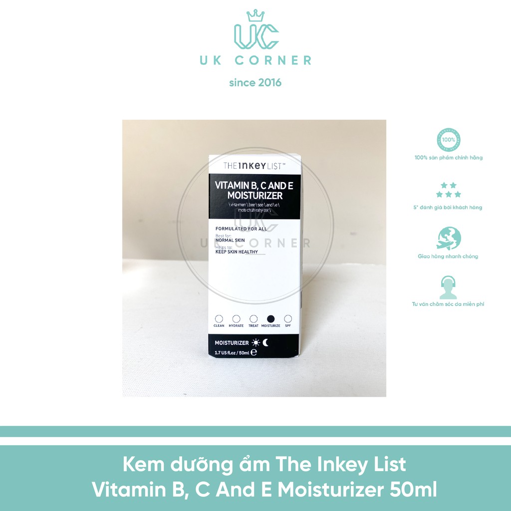 Kem dưỡng ẩm The Inkey List Vitamin B, C and E Moisturiser 50ml