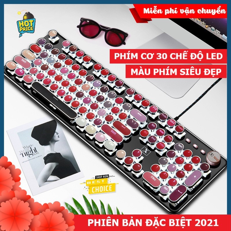 Bàn phím CƠ máy tính Lipstick K520 PRO LED đổi màu, bản Đặc Biệt siêu đẹp, phím cơ blue switch cho pc, laptop