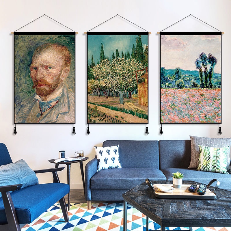 Tranh Vải Treo Tường Họa Tiết Tranh Sơn Dầu Van Gogh Đơn Giản Sang Trọng Trang Trí Phòng Ngủ