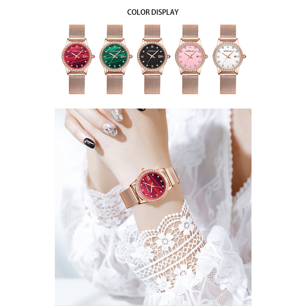 Đồng hồ CRRJU 2186X máy quartz bằng thép không gỉ chống thấm nước sang trọng thời trang cho nữ