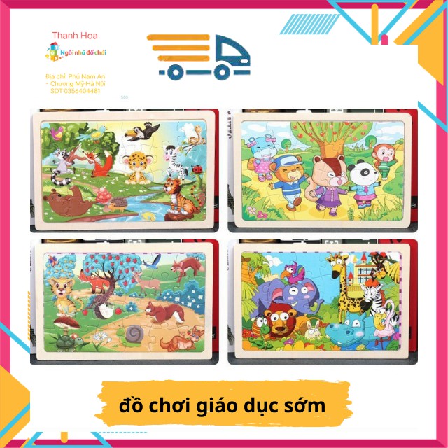 Ghép Tranh Gỗ 24 Mảnh Cho Trẻ Từ 1,5 - 6 Tuổi Đồ Chơi Montessori Phát Triển Tư Duy Logic Trí Tượng Tượng NOVA_HOA VD22