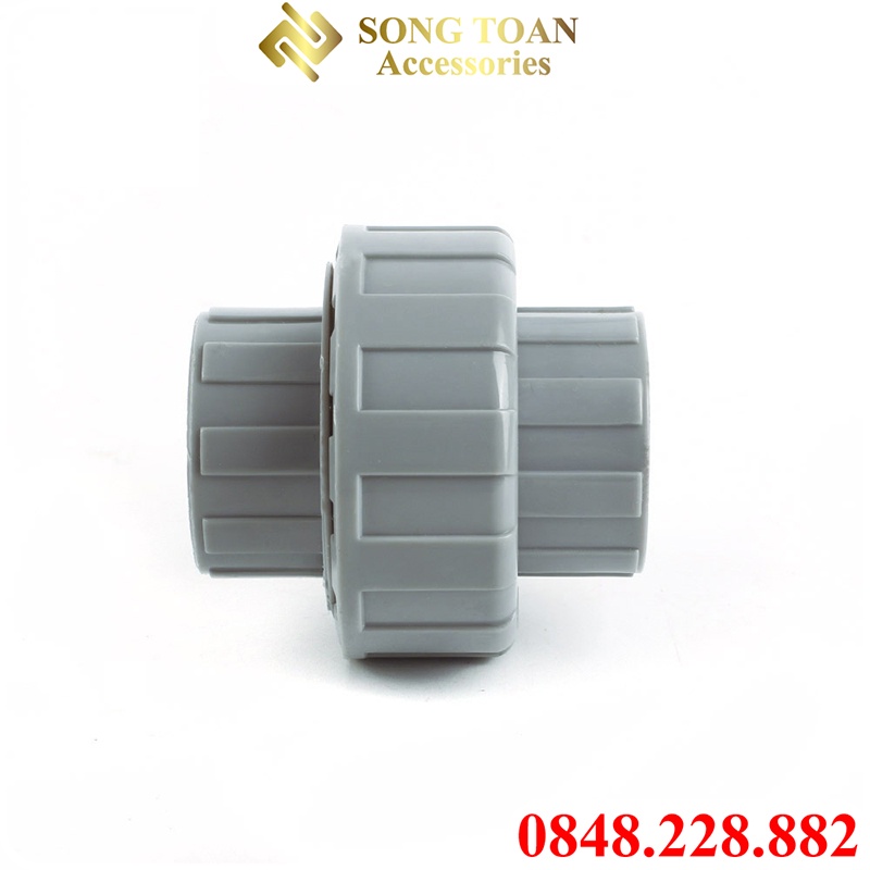Rắc Co & Khớp Nối Nhựa PVC Trơn Dán Ống 21 27 34 mm Có Gioăng Cao Su Kẹp Giữa Đai Xoay  - Thương Hiệu Covipha