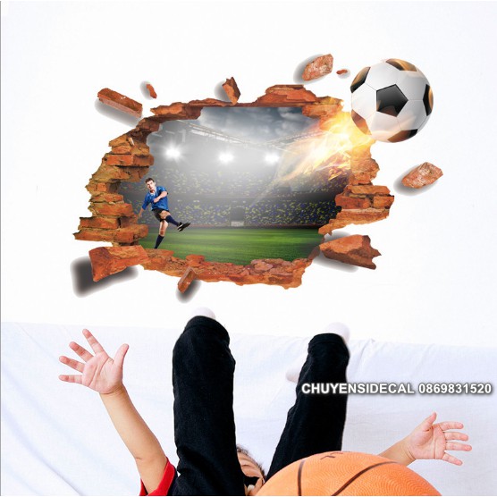 Decal dán tường - Gạch  đá Bóng 3D