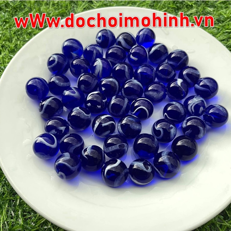 Viên bi ve mầu xanh trắng đẹp mắt kích thước 16mm