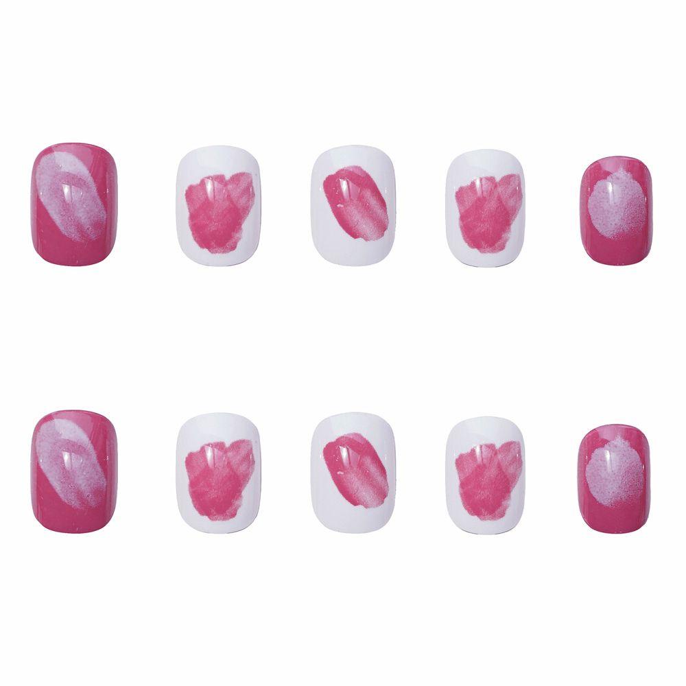 LEILY Press On Nails Short Round Detachable Wearable Square Head False Nails Artificial Nail Tips Manicure Tool French Full Cover Fake Nails