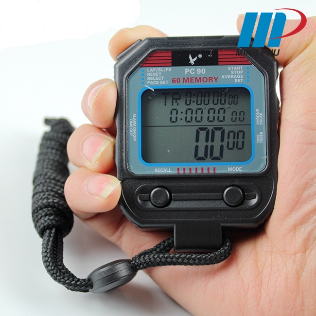 Đồng hồ bấm giờ thể thao PC90 60LAP ⚡ Đồng hồ bấm giây độ chính xác 1/100s - pin lithium siêu bền - bộ nhớ 60 LAP