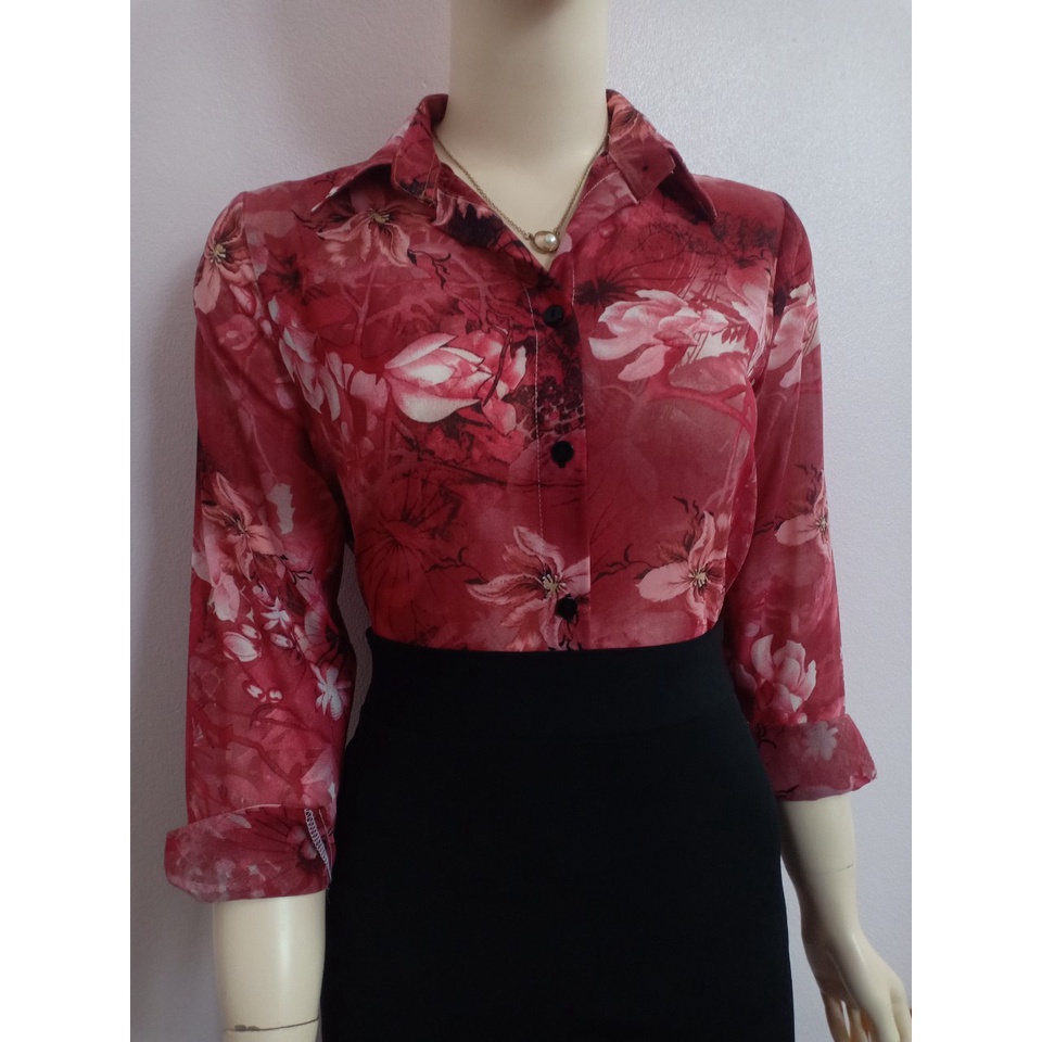 Áo sơ mi nữ  họa tiết A 4115 đủ size 40-90kg