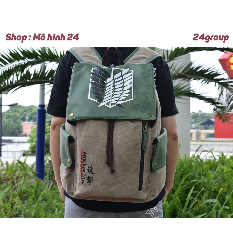 Balo cặp sách cosplay Attack on titan ulzzang anime char unisex nam nữ Shingeki no Kyojin levi mikasa ackerman eren