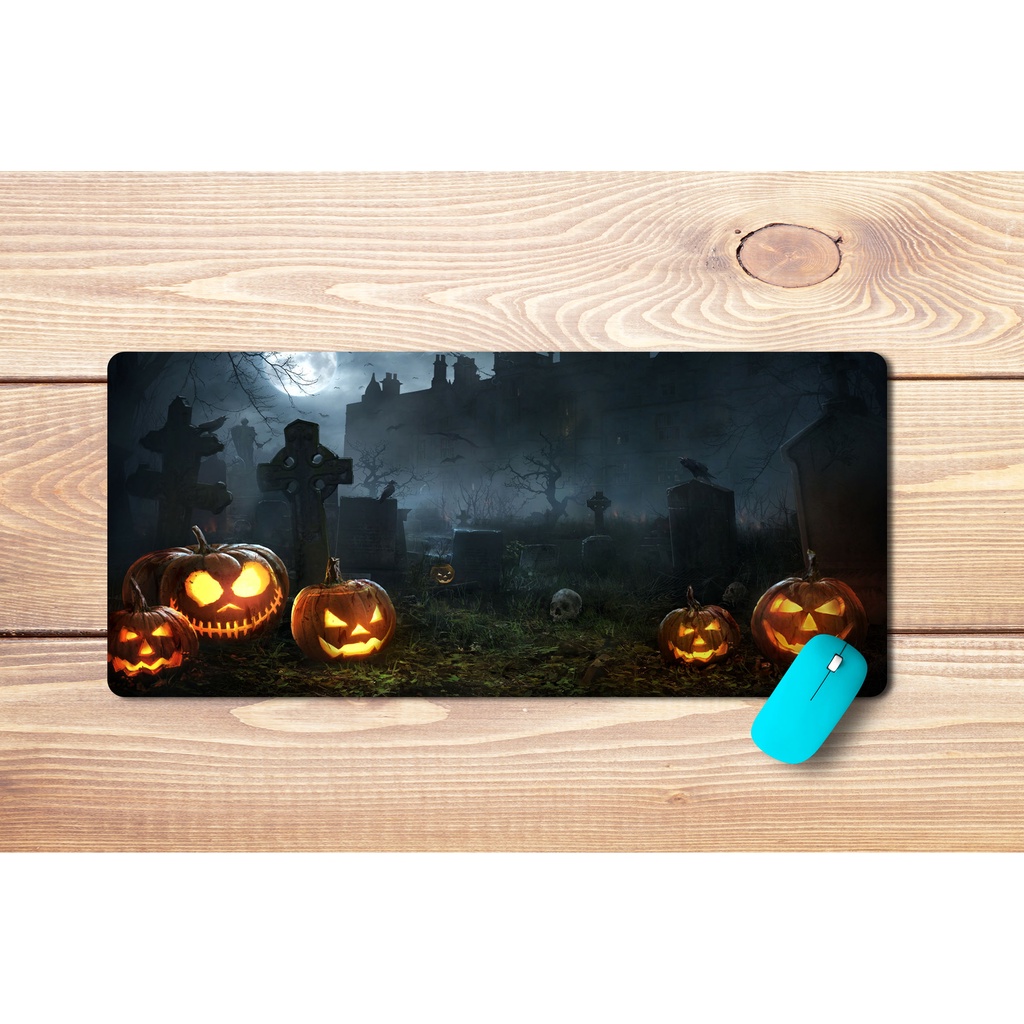 Lót Chuột Phong Cách Halloween Cảm Giác Mạnh, In 3D Kiểu Mới, Cao Su 30x80, 40x90, Dày, Chống Trượt