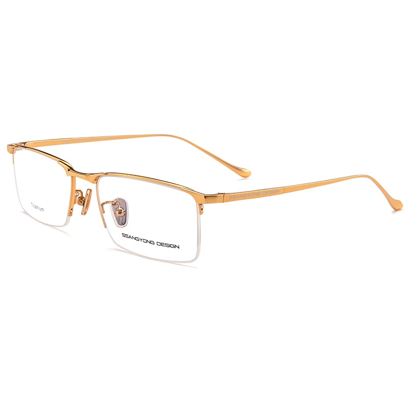 Mắt Kính Nửa Gọng Titan Siêu Nhẹ Nguyên Chất Phong Cách Mới Thanh Lịch Chống Cận Thị Cho Nam