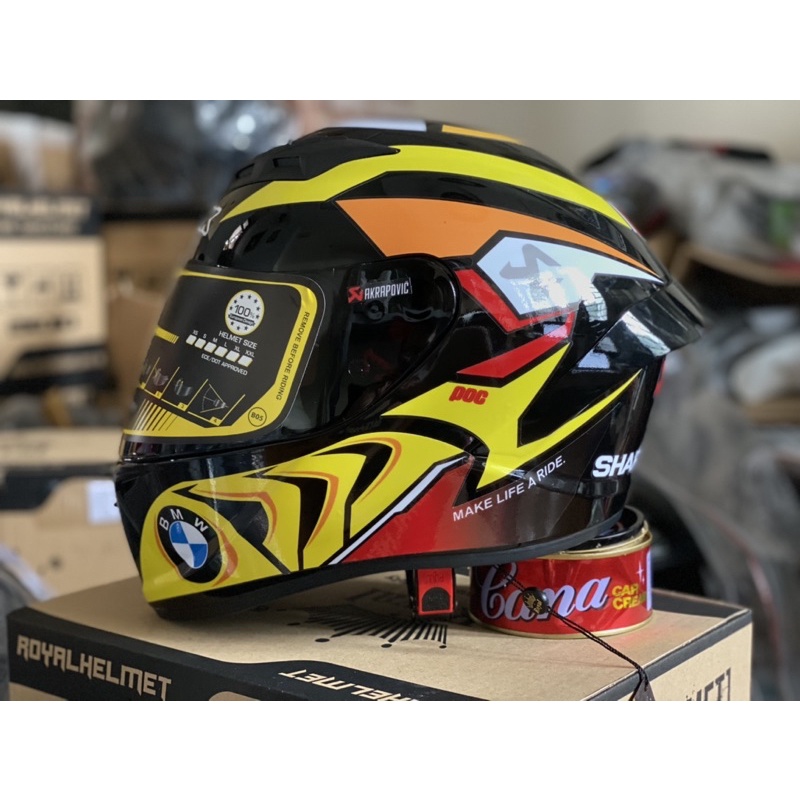Mũ FullFace 2 kính Royal M266 bản Tem BMW vàng cực đẹp, MUA 1 mũ  TẶNG 1 quà , Bảo hàng 12 tháng