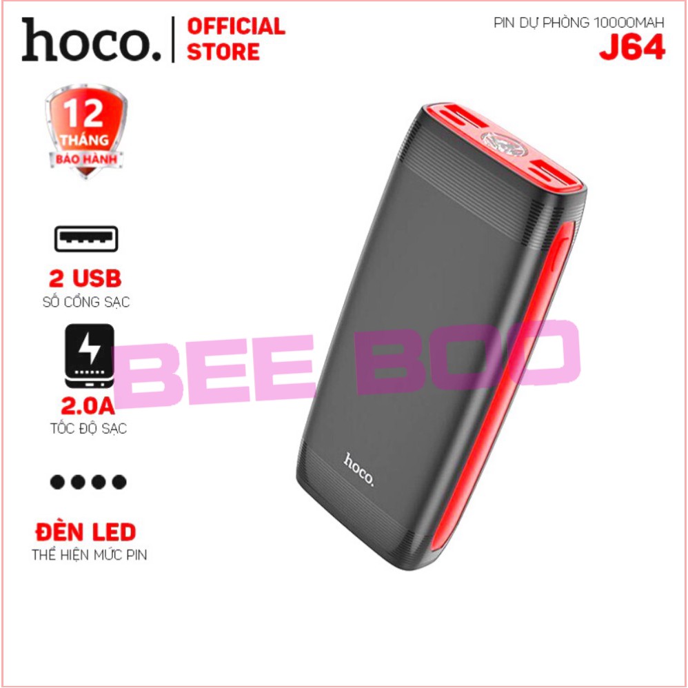 ✔️CHÍNH HÃNG✔️Sạc Dự Phòng Hoco J64 ✔10000mAh ✔️  Có đèn pin tiện dụng ✔️ Sạc 2 Thiết Bị Cùng Lúc ✔️ Chất liệu cao cấp