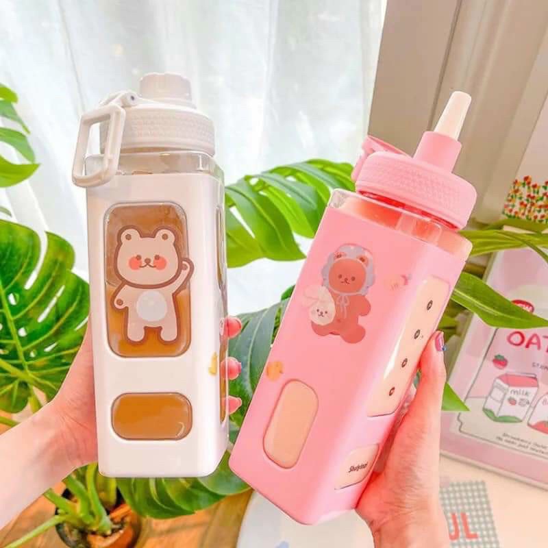 BÌNH NƯỚC VUÔNG HÌNH CON GẤU SIÊU CUTE 700ml