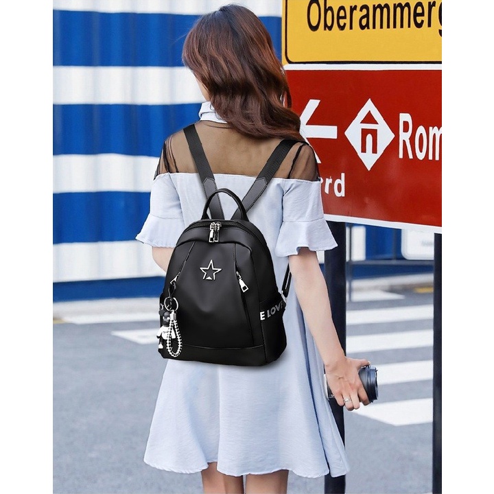 Balo hot trend nữ vải dù chống thấm, túi đựng laptop sách vở phong cách Hàn Quốc - BL04 - Lusio