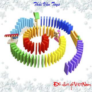 Bộ xếp Domino bằng gỗ | Đồ chơi xếp khối gỗ hiệu ứng Domino