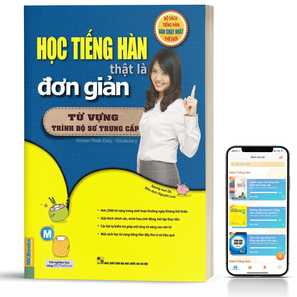 Sách - Học Tiếng Hàn Thật Là Đơn Giản Phần Từ Vựng Trình Độ Sơ Trung Cấp - Học Kèm App Online