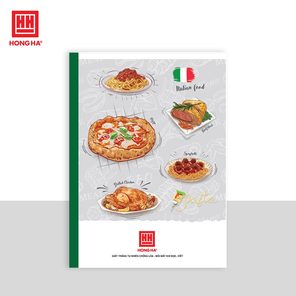Tập kẻ ngang 80 trang gáy dán định lượng 58gsm độ trắng tự nhiên Hồng Hà Pupil Traditional Food  - MS: 1102