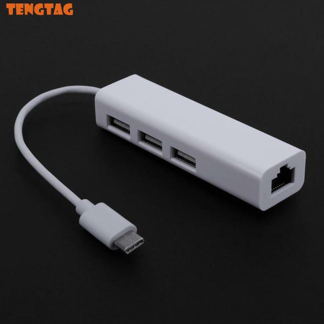 USB-C USB 3.1 Type C to USB RJ45 Ethernet Lan Adapter Hub Cable for Macbook PC Type-C port