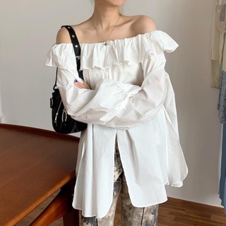 Áo kiểu hở vai dún thun