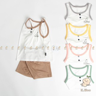 [SALE] Bộ Ba Lỗ Cho Bé Trai, Bé Gái KIMCHI Vải Thun Lạnh Phối Viền Dễ Thương, Áo Ba Lỗ Bé Trai Mặc Hè KW3LO2101