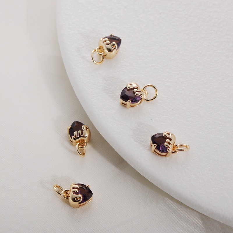 Mặt Dây Chuyền/Vòng Tay/Dây Chuyền Bằng Đồng 14k 6 * 8mm Đính Đá Zircon Sang Trọng