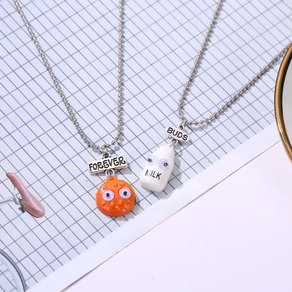 AROMA Vòng Cổ Chuỗi Hạt Kim Loại Mặt Bánh Quy Sữa Hamburger Bánh Hot Dog Quà Tặng Cho Nam