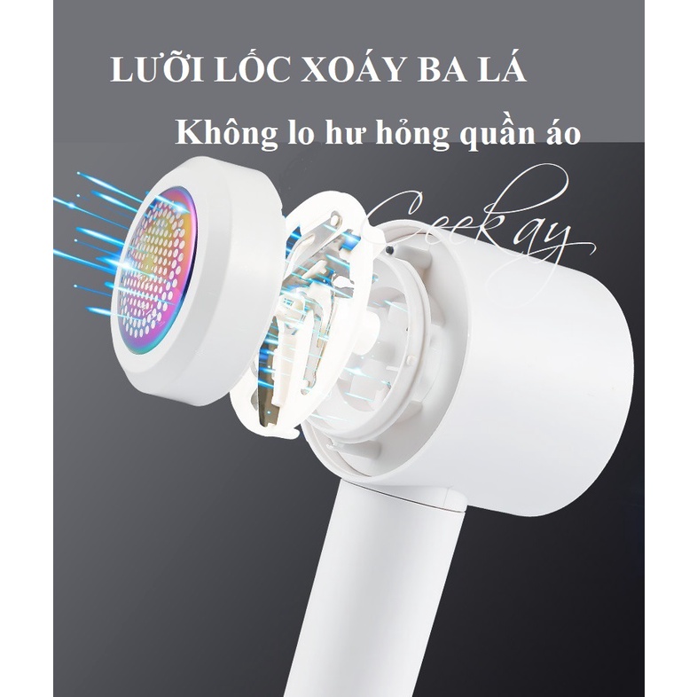 Máy cắt lông xù quần áo đa năng 2in1 CeeKay có thể cắt xơ len vải và hút bụi, tích hợp đèn, không dây