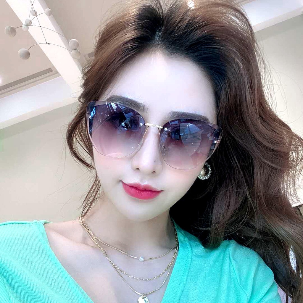 Kính mát nữ không viền khung hợp kim không gỉ chống tia UV400 cao cấp thời trang Hàn Quốc Lémi accessories