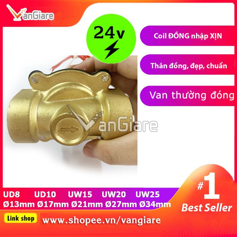 [Van đẹp, đúng hiệu] Van điện từ 24v DC UniD 13mm/17mm/21mm/27mm/34mm