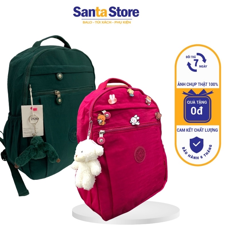 Balo đi học nữ Kipling KL2129 SANTA STORE vải dù canvas thời trang Hàn Quốc cao cấp đựng vừa Laptop A4 chống nước