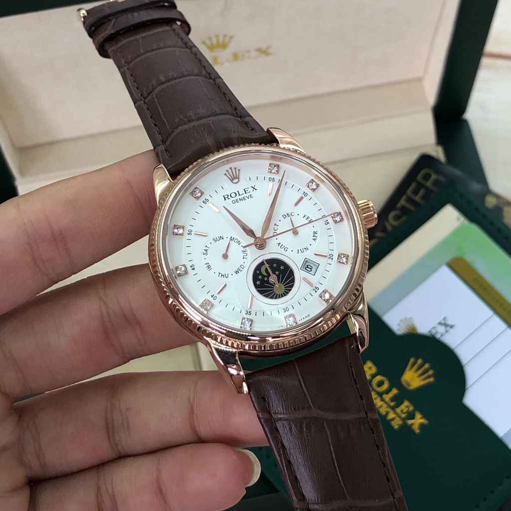 Đồng Hồ Nam RL GENEVE 6 Kim Trăng Sao, Cơ Lộ Máy Automatic Nhật Size 41, Chống Nước 5ATM [Bảo Hành 18 Tháng - 1 Đổi 1 15