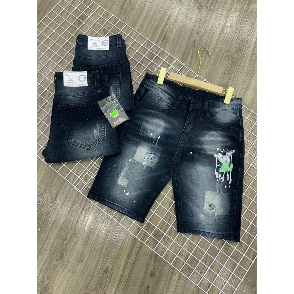 QUẦN SHORT JEAN NAM CO GIÃN PHỐI HỌA TIẾT CHỮ PHONG CÁCH THỜI TRANG DT.SHOP89 LQSJ01