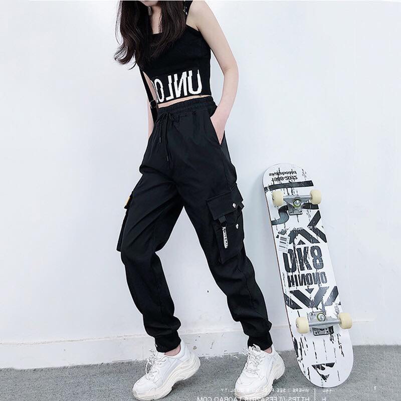 Quần Jogger Kaki Nam Nữ Túi Hộp Full Đen Unisex Chất Dày Dặn