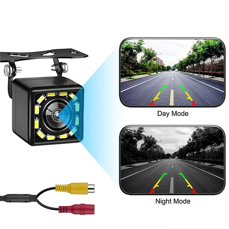 Camera Lùi Xe 12 Bóng LED CCD Chống Nước Xoay 170 Độ Hình Ảnh HD