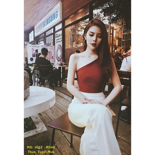 Set Áo Lệch Vai Quần Ống Suông