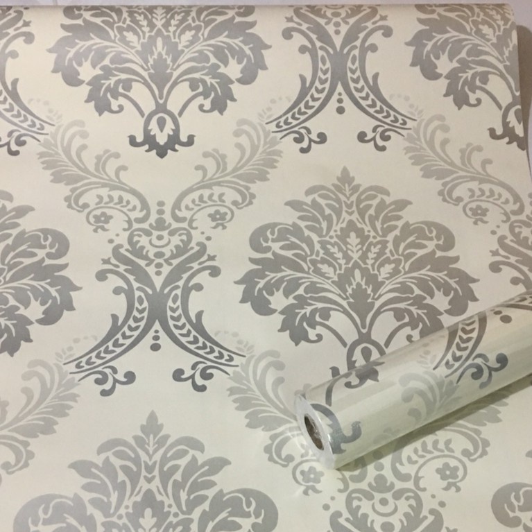 10M Giấy Dán Tường Châu Âu Bạc khổ 45cm