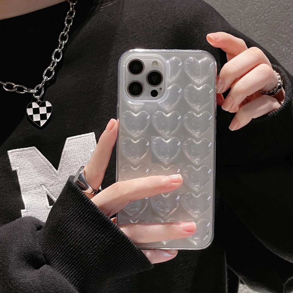Ốp Điện Thoại tpu Mềm Trong Suốt Họa Tiết Trái Tim 3d Cho iphone 15promax 14 pro max 14 plus 13 pro max 12 pro max 11 pro max xs max xr x 7 8 plus