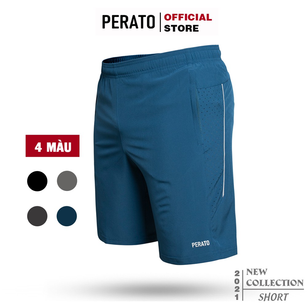 Quần Short Nam PERATO (4 màu), Vải Gió Mềm, Nhẹ, Lưng Chun Thoải Mái, Dáng Thể Thao (QSGP21010-01)